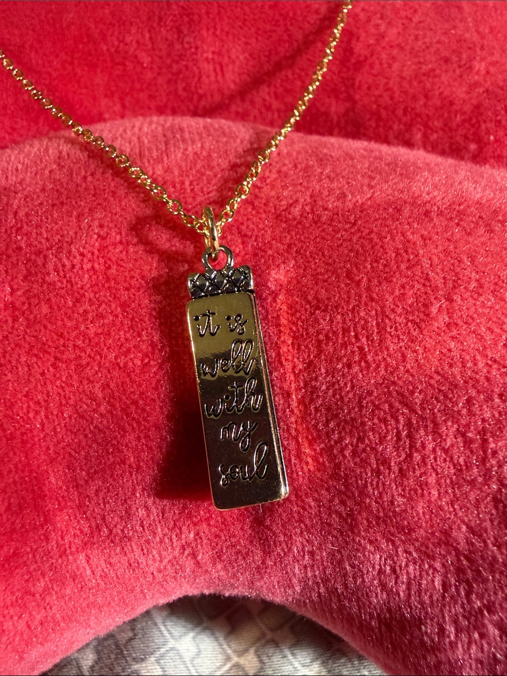 Gold/Silver-tone Inspirational Pendant Necklace - 'It Is Well With My Soul'
